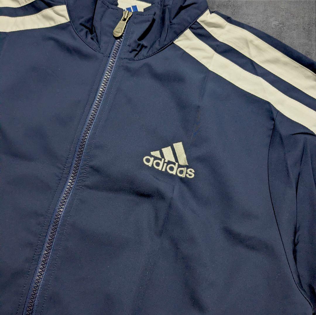 美品】00s adidas 紺色 ジャージ上下 太ライン ドローコード y2k