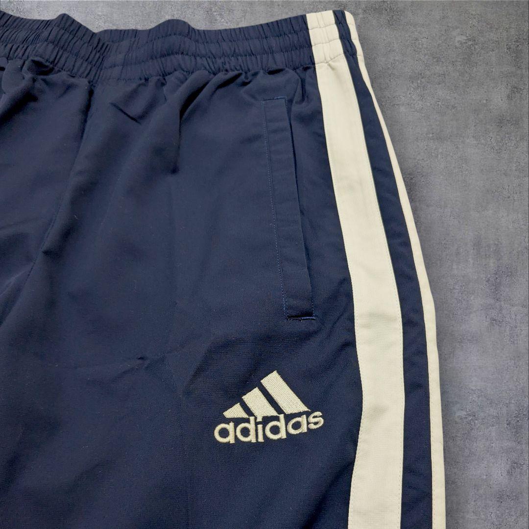 美品】00s adidas 紺色 ジャージ上下 太ライン ドローコード y2k