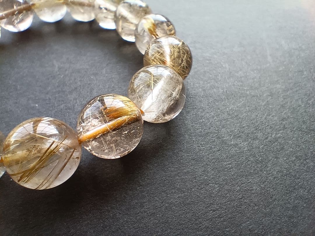 ゴールドルチル クォーツ 12.5mm玉(±0.3mm) 　16cmブレス ⑧