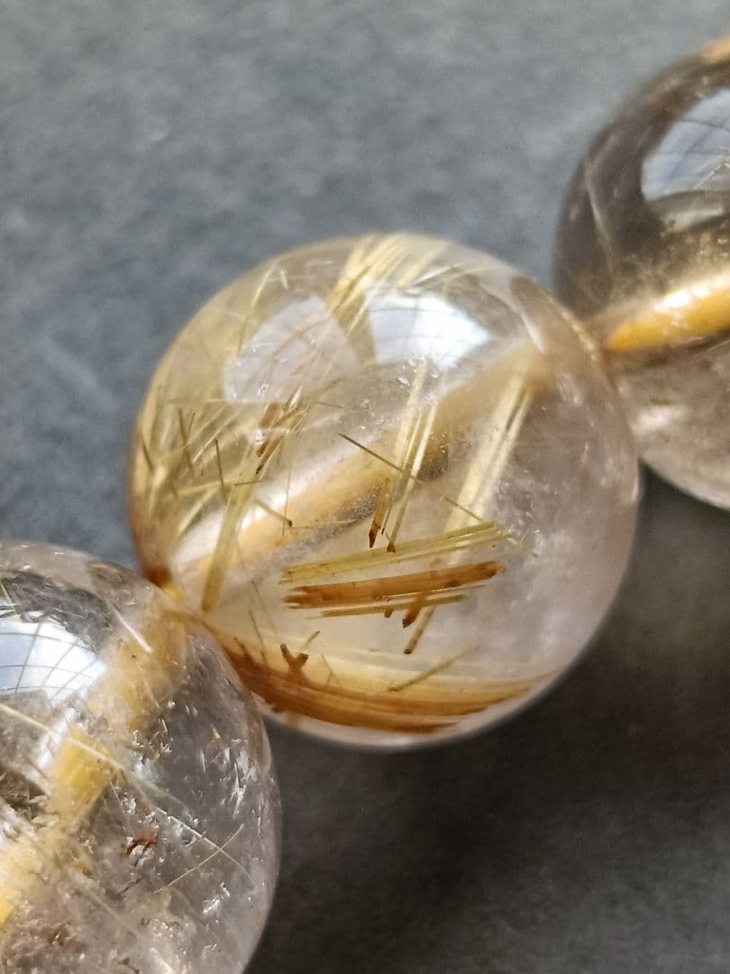 ゴールドルチル クォーツ 12.5mm玉(±0.3mm) 　16cmブレス ⑧