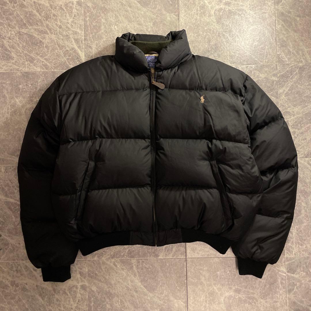 80s 90s ポロ ラルフローレン USA製 ダウンジャケット ブラック 黒