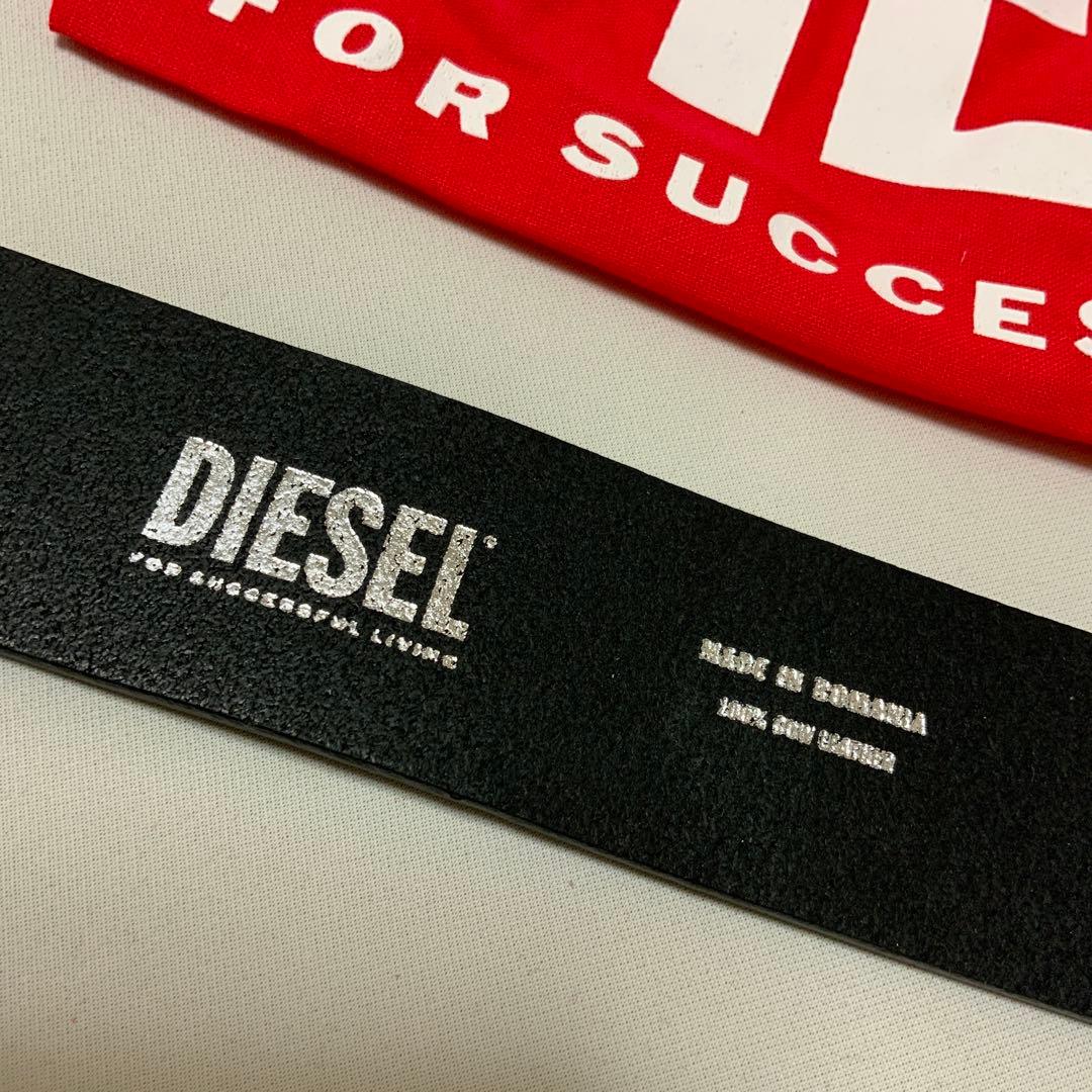 洗練されたデザイン DIESEL　Dロゴベルト　B -1DR　ブラック　訳あり