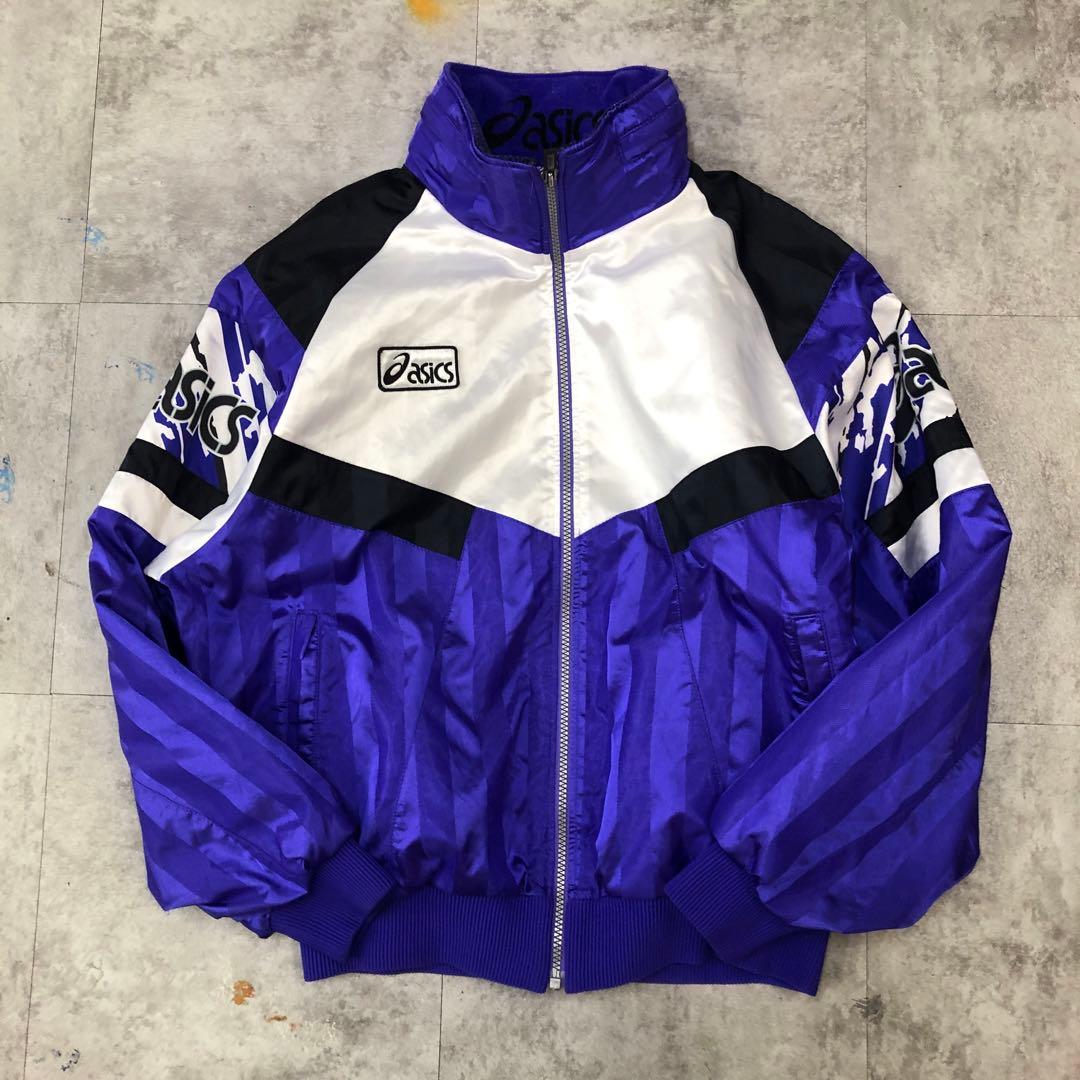 asics ナイロンジャケット 紫 L 80年代 ジャージ 日本製 - メルカリ