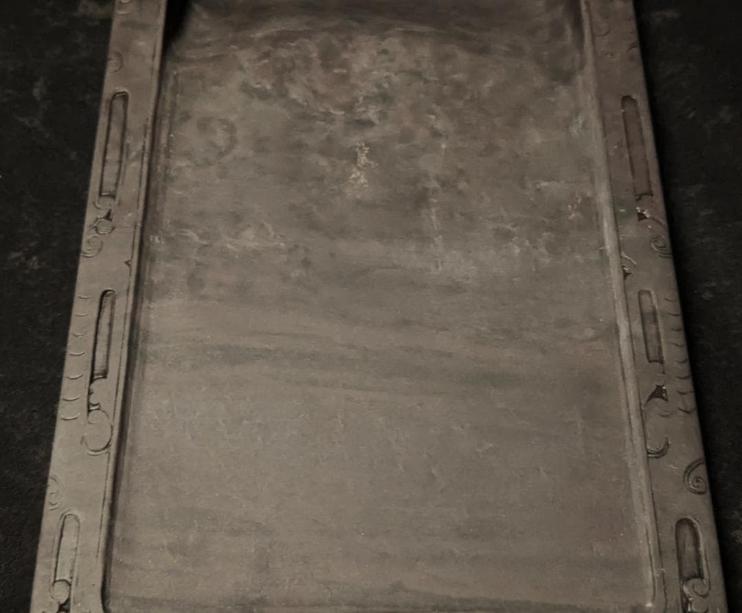 ■端渓硯■饕餮文彫琢の長方硯■玳瑁班・青花・金線■約8吋■古い合木箱