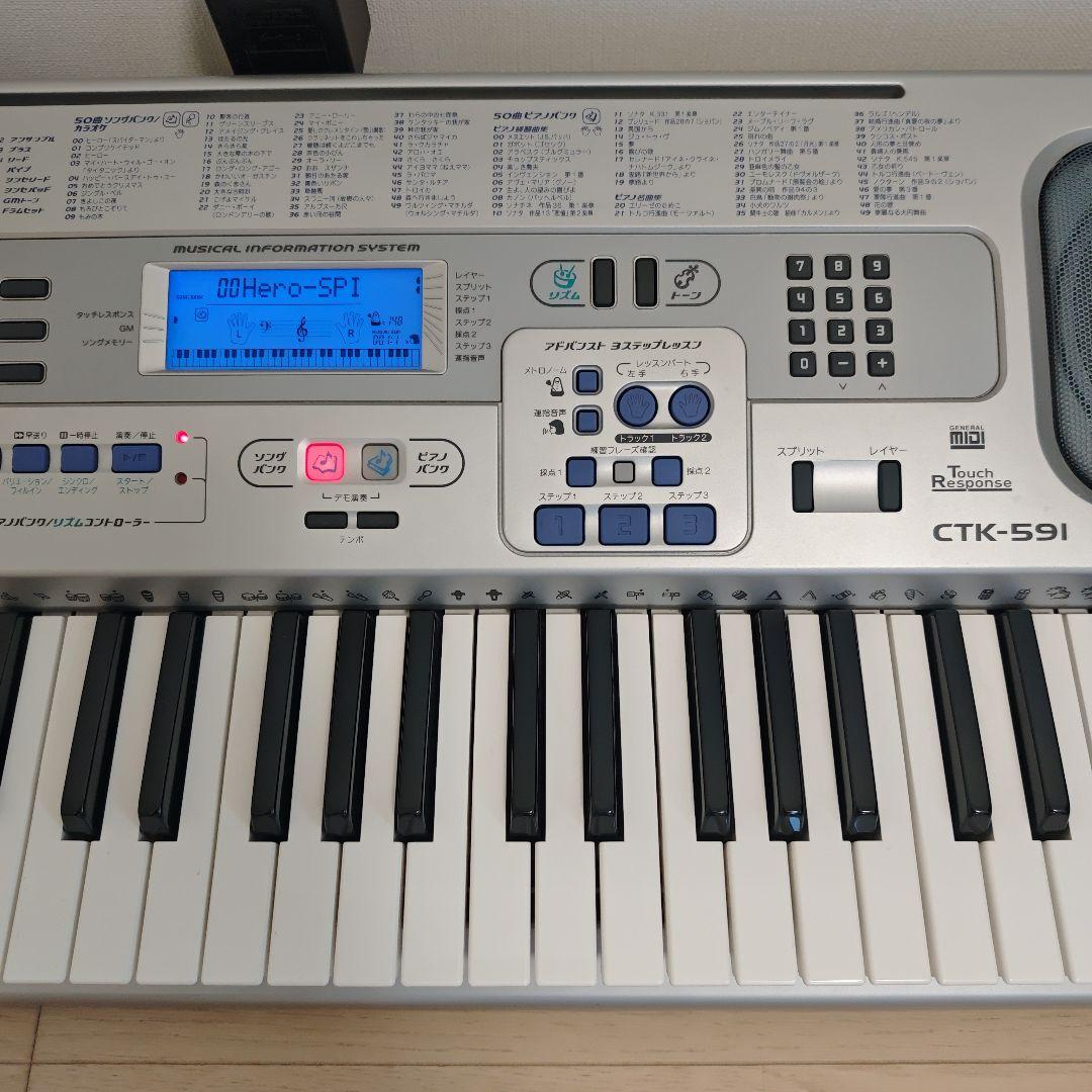 CASIO カシオ 電子キーボード CTK-591 譜面台・アダプター付 訳あり