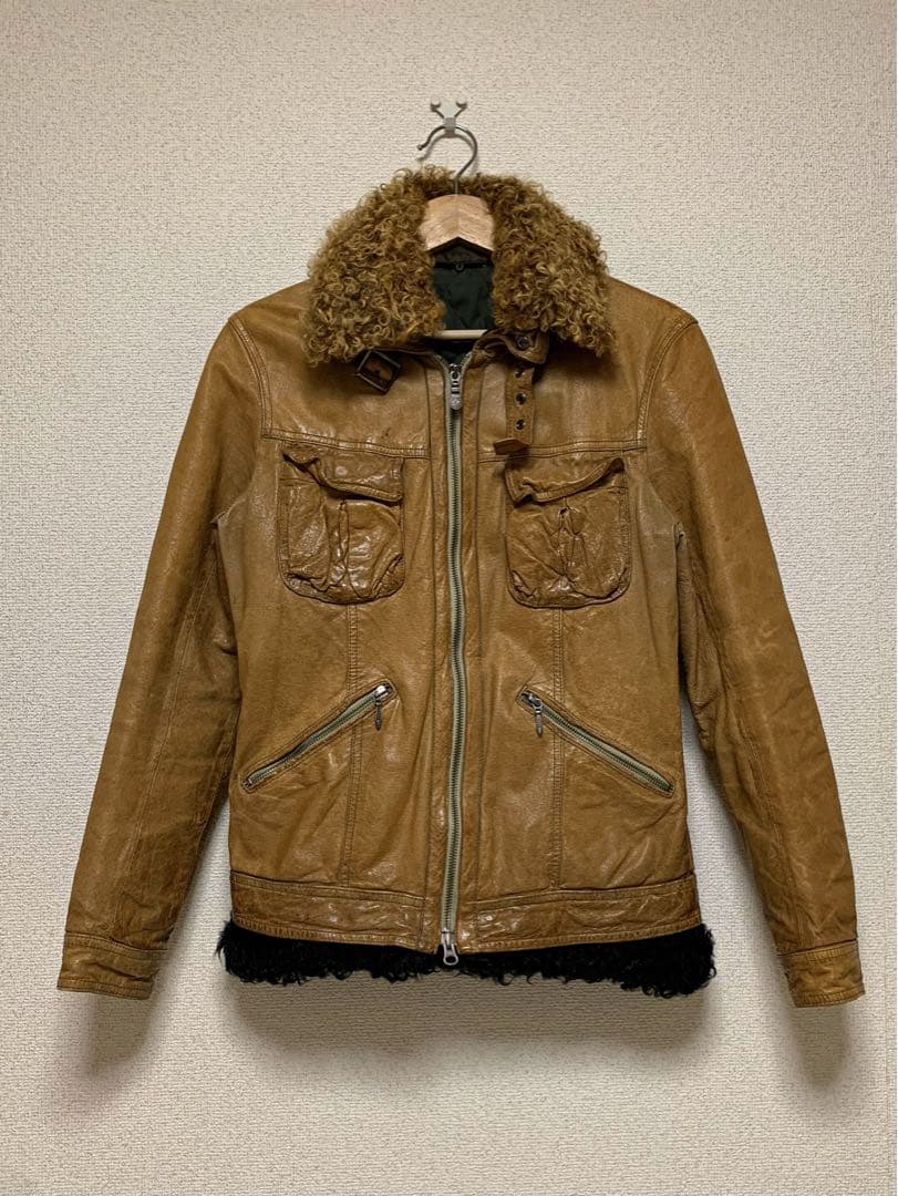 TORNADO MART 00s ファー レザージャケット fur jacket Tornado Mart Early 00s Fur Collar Python-Print Trucker Denim