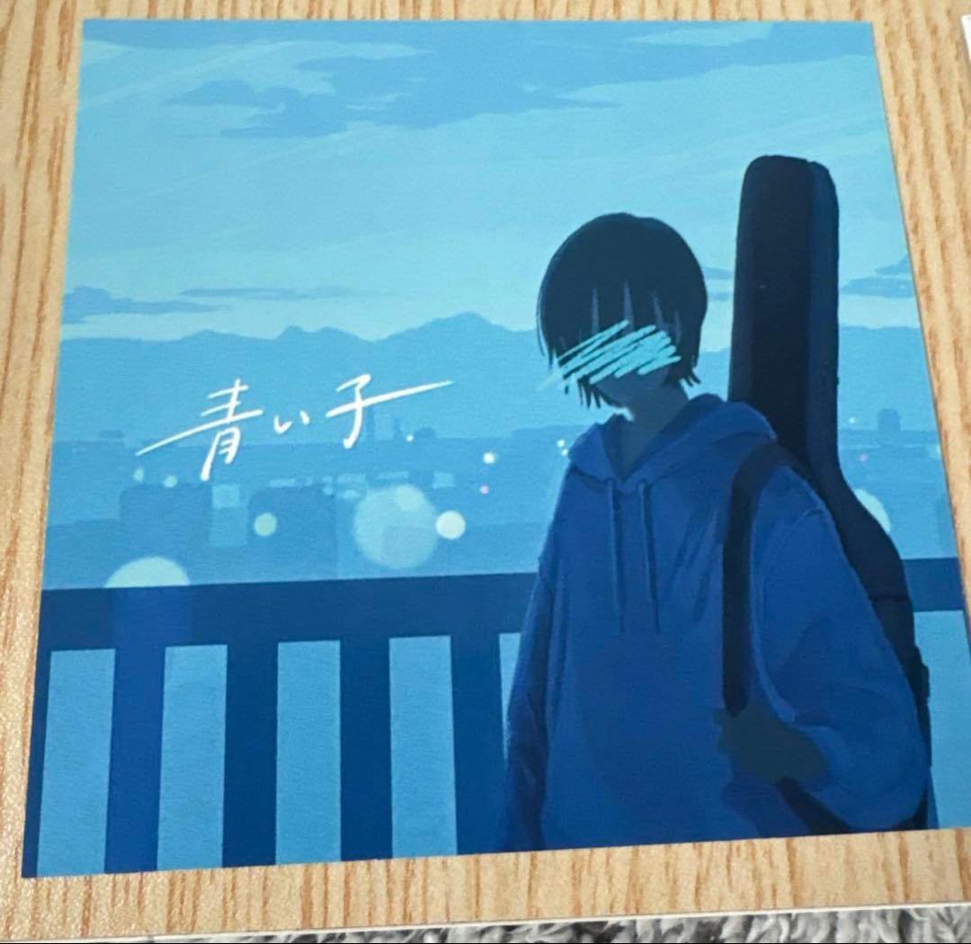 青い子 Tシャツ アクリルスタンド 直筆サイン入り色紙(1枚目は色紙裏面)