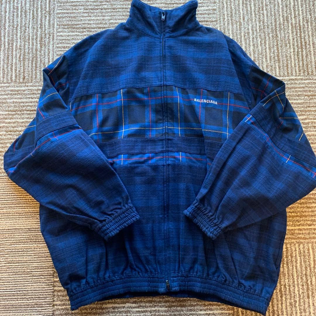 希少】BALENCIAGA ネイビーチェック ジャケット サイズ48 コットン