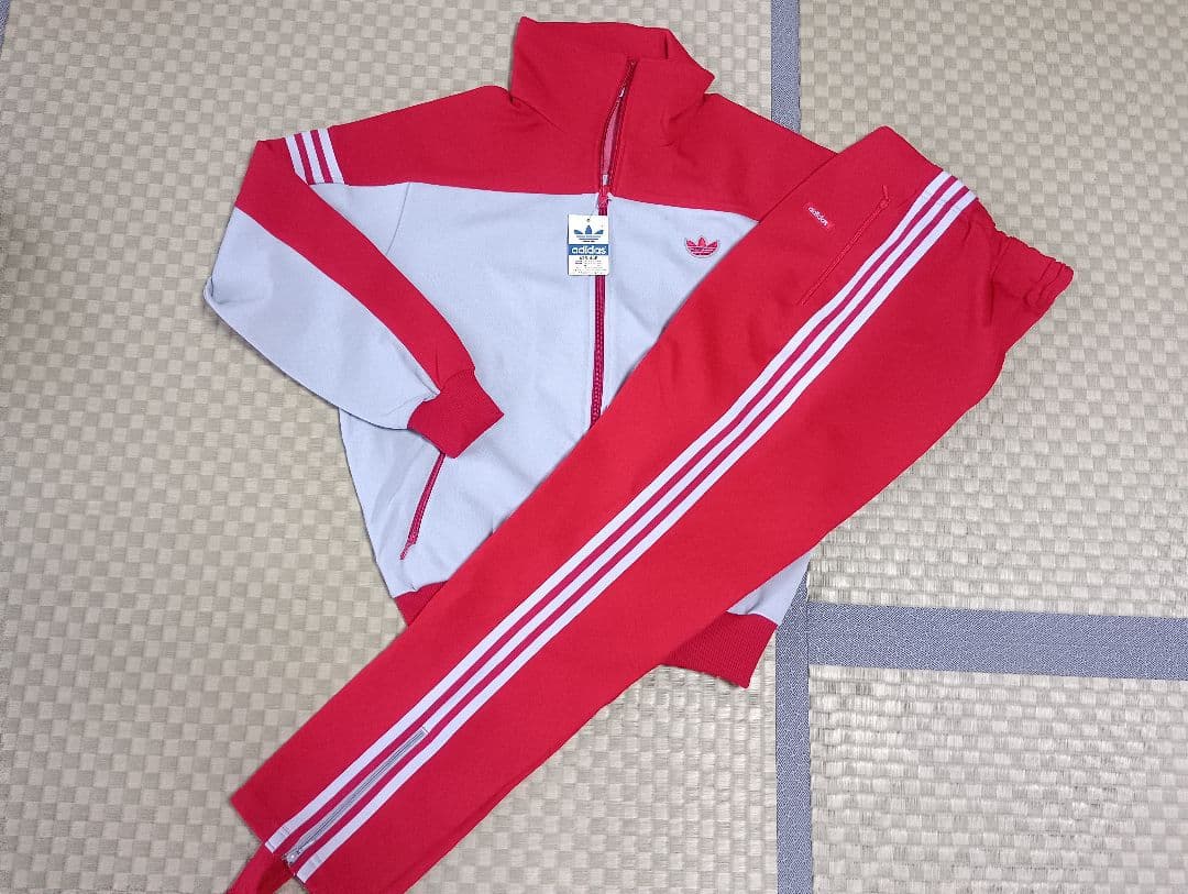 70sadidas ジャージ上下セット サイズ3 赤/グレー1カ所傷あり セール】adidas Originals Retro Sports クリケット インスパイアード