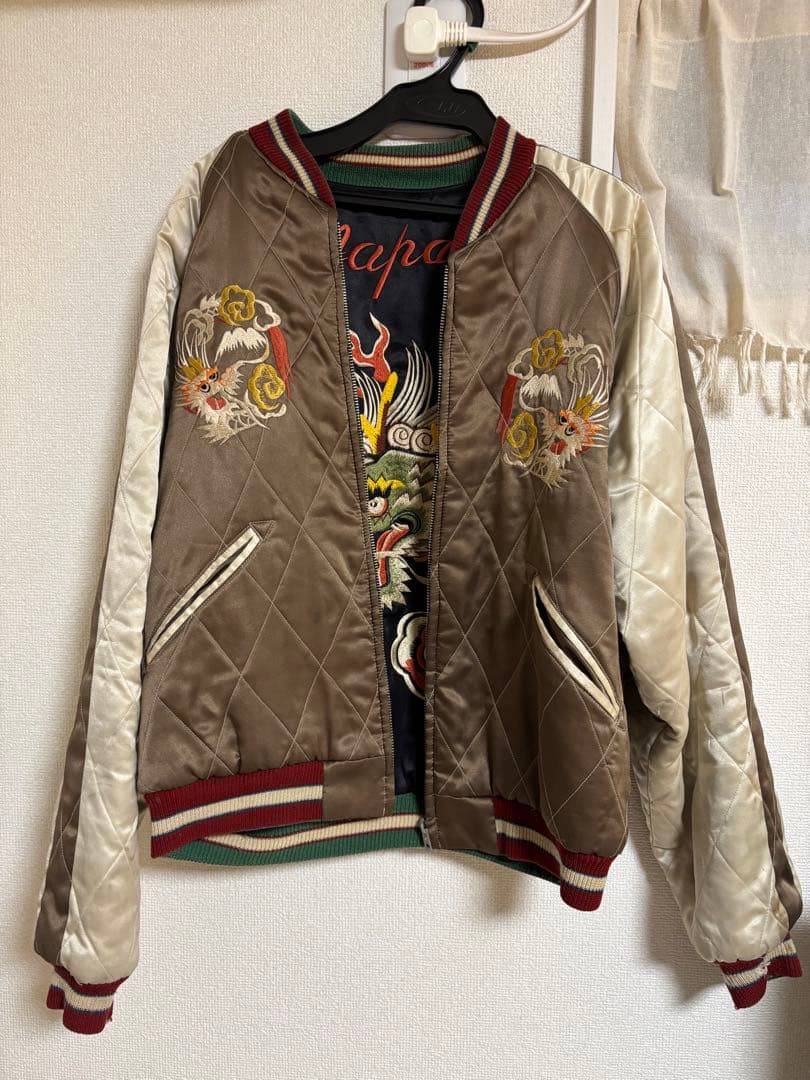 90s TAILOR東洋 リバーシブルスカジャン 龍 M品番ヴィンテージ中綿あり