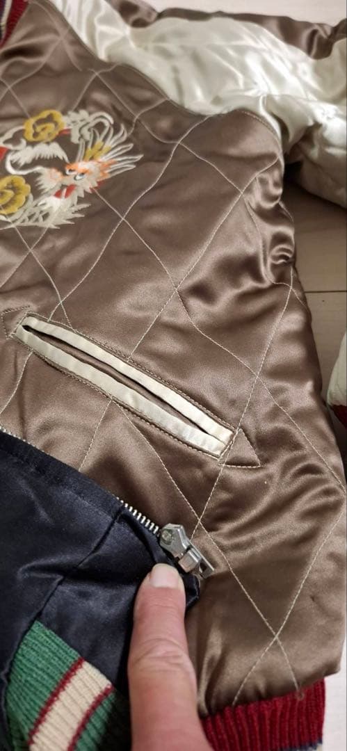 90s TAILOR東洋 リバーシブルスカジャン 龍 M品番ヴィンテージ中綿あり