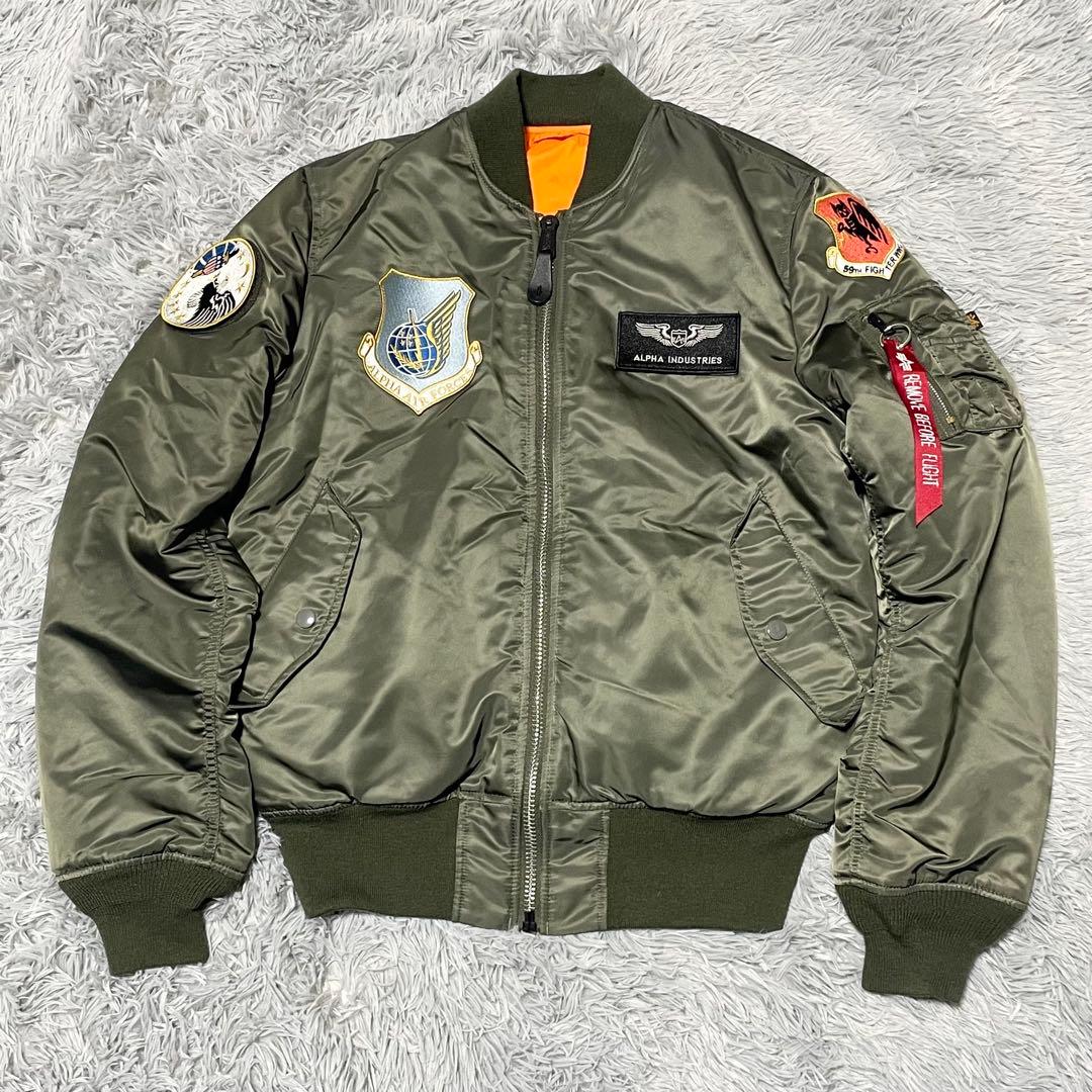 アルファインダストリーズ ma-1 リバーシブル ワッペン カーキ Lサイズ