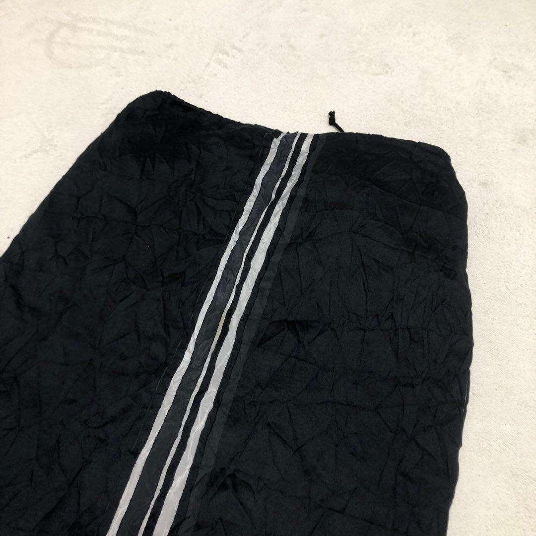 ワイズ Yohji Yamamoto シワ加工ロングスカート Lライン入り 黒