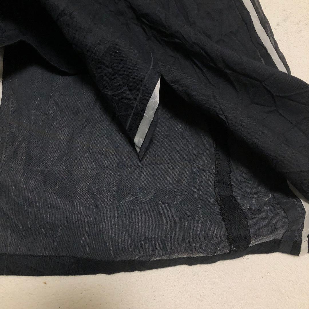 ワイズ Yohji Yamamoto シワ加工ロングスカート Lライン入り 黒