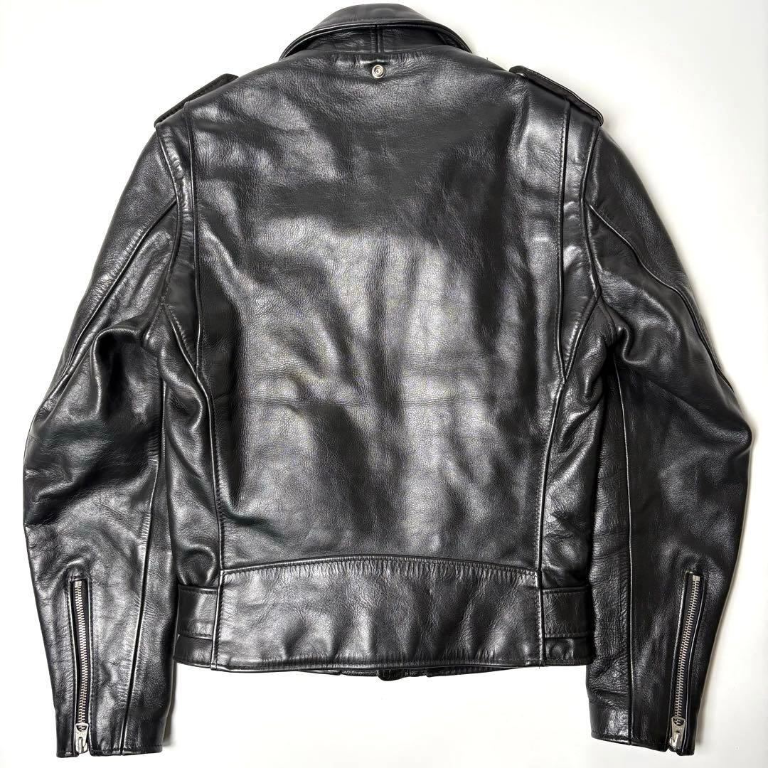 米国製】Schott レザー ライダースジャケット 黒 34 ダブル 牛革