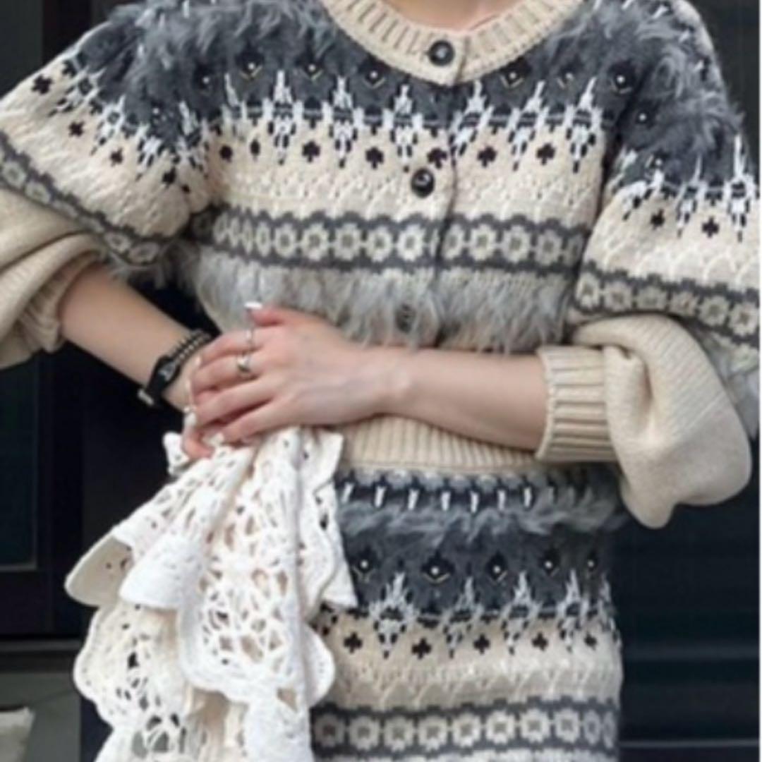 新品:ameri 2WAY LADY NORDIC KNIT CARDIGAN - メルカリ