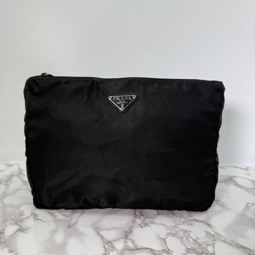 PRADA プラダ ポーチ ボディーバック ナイロン カーキ 三角プレート