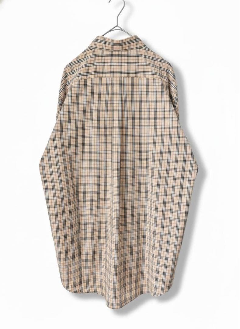 希少XL✨バーバリーロンドン ノバチェック 半袖BDシャツ 刺繍ロゴ