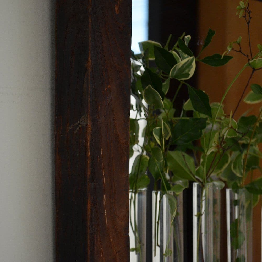 古木材 無垢 オールド エルム 楡の木 ガラス管 ウォール ミラー 壁掛け