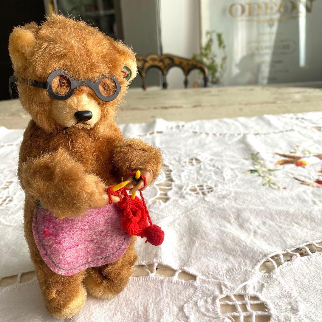 アンティーク　ビンテージベア　ゼンマイ仕掛け　編み物ベア　max carl