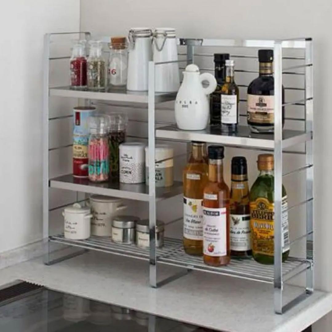 コンロサイドスパイスシェルフ　燕三条 コンロサイドスパイスラック コンロサイドラック 2段 スパイスラック ステンレス 燕三条 調味料