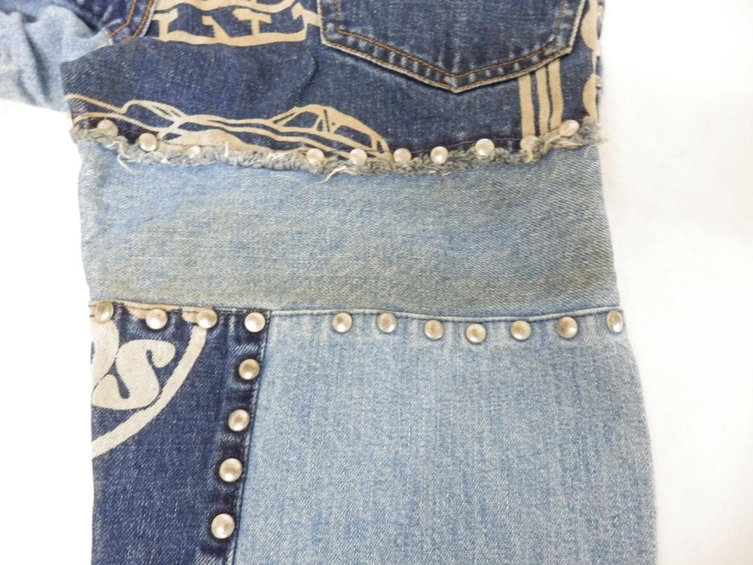 M1520 ヒステリックグラマー パッチワーク スタッズ フレアデニム