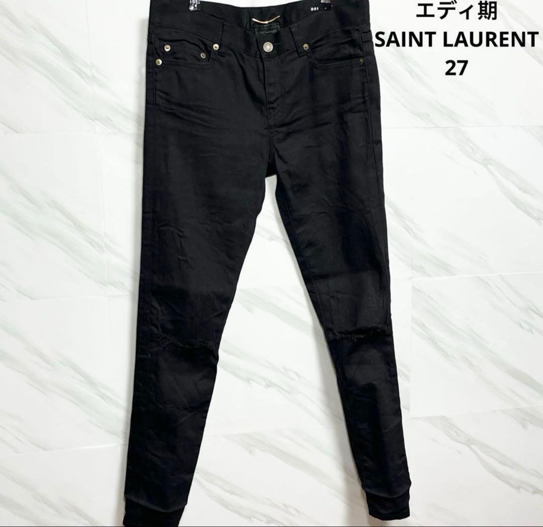 ＊美品＊サンローラン ニークラッシュ　デニム　ブラック エディ期 Saint Laurent(サンローラン) 14AW knee crush skinny denim ニー