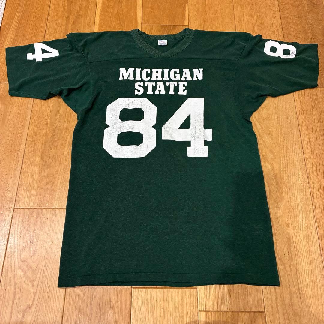 チャンピオン MichiganフットボールT L 80s トリコタグ 緑 - メルカリ