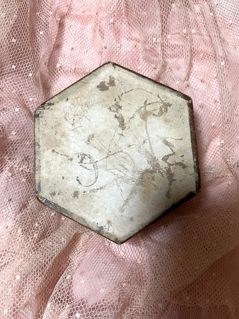 お値下げ レア アンティーク カルトナージュ 花柄 オクタゴン