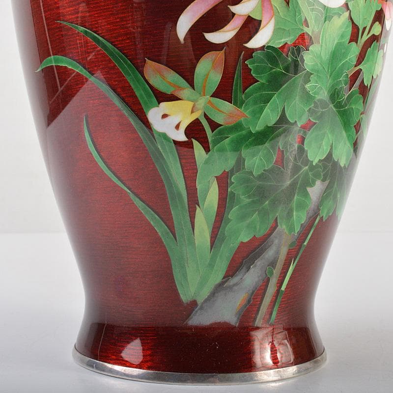 七宝焼 安藤七宝店 純銀刻印 透釉 四君子文 花瓶 M R7023 - メルカリ