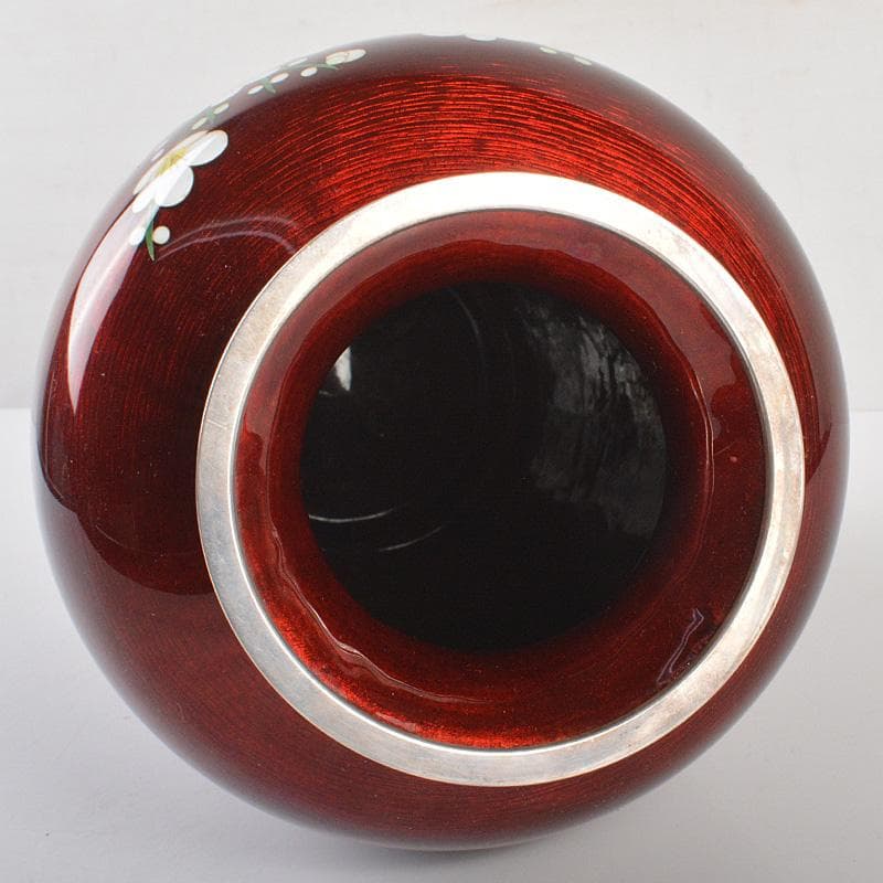 七宝焼 安藤七宝店 純銀刻印 透釉 四君子文 花瓶 M R7023 - メルカリ