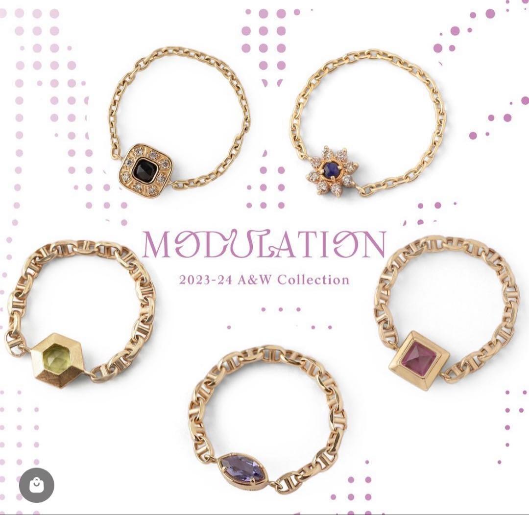 K10ゴールド ペリドット 六角形 リング シエナロゼ チェーンリング