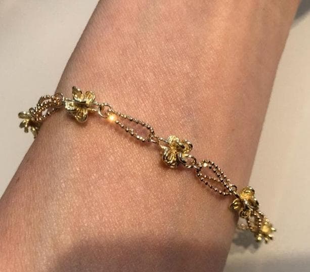 【はろ】鑑定済 18金 お花モチーフのK18ブレスレット 6.5g