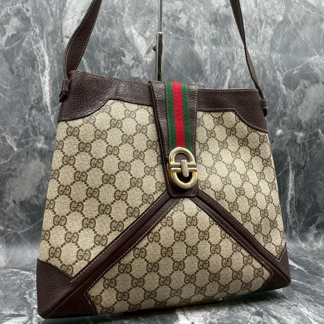 ✨美品✨GUCCI GG シェリーライン ショルダーバッグ ブラウン 金具