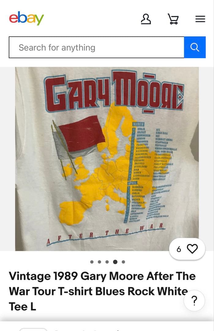 ミュージシャン GARY MOORE after the war tour Tshirt L