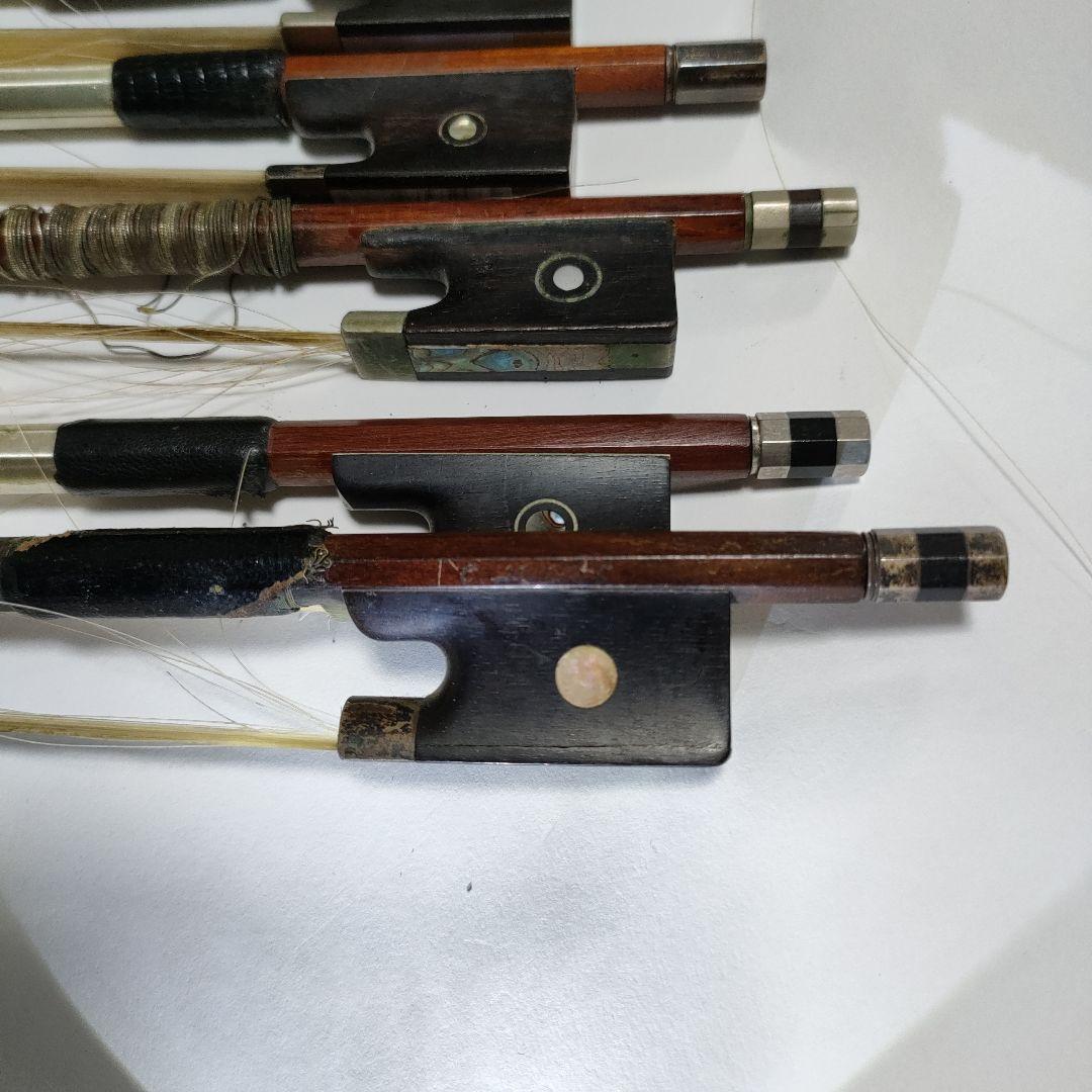 オールドバイオリン4/4 バイオリン弓7本 修理修復の練習用に ジャンク品