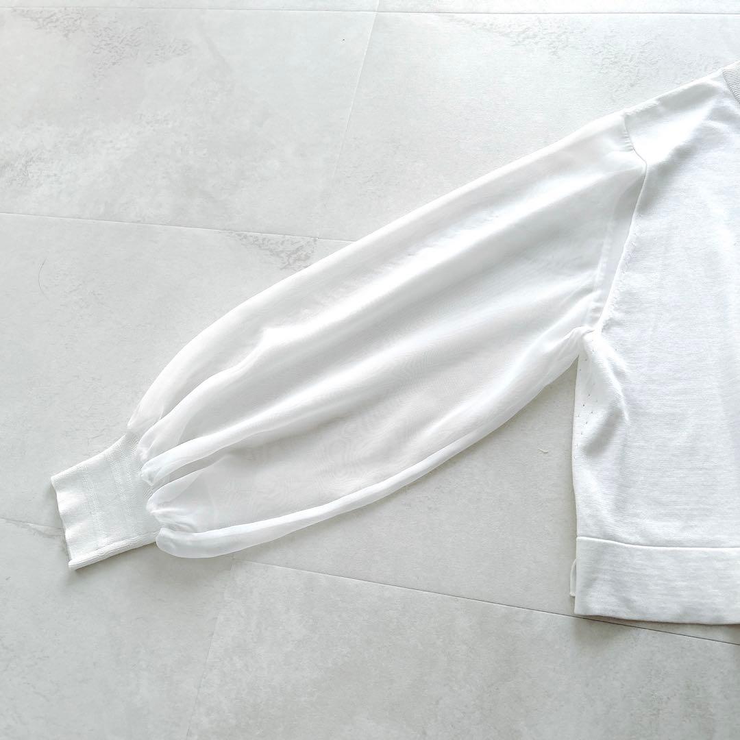 24SSハイククルーネッククロップドセーターシアースリーブ シアー