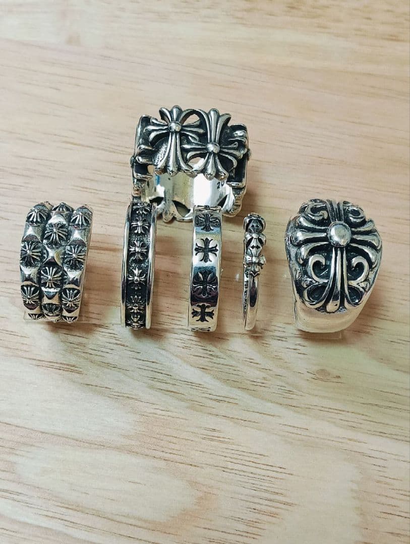 フローラル クロス スペンサー スパイク ベビーシルバーリング6セット