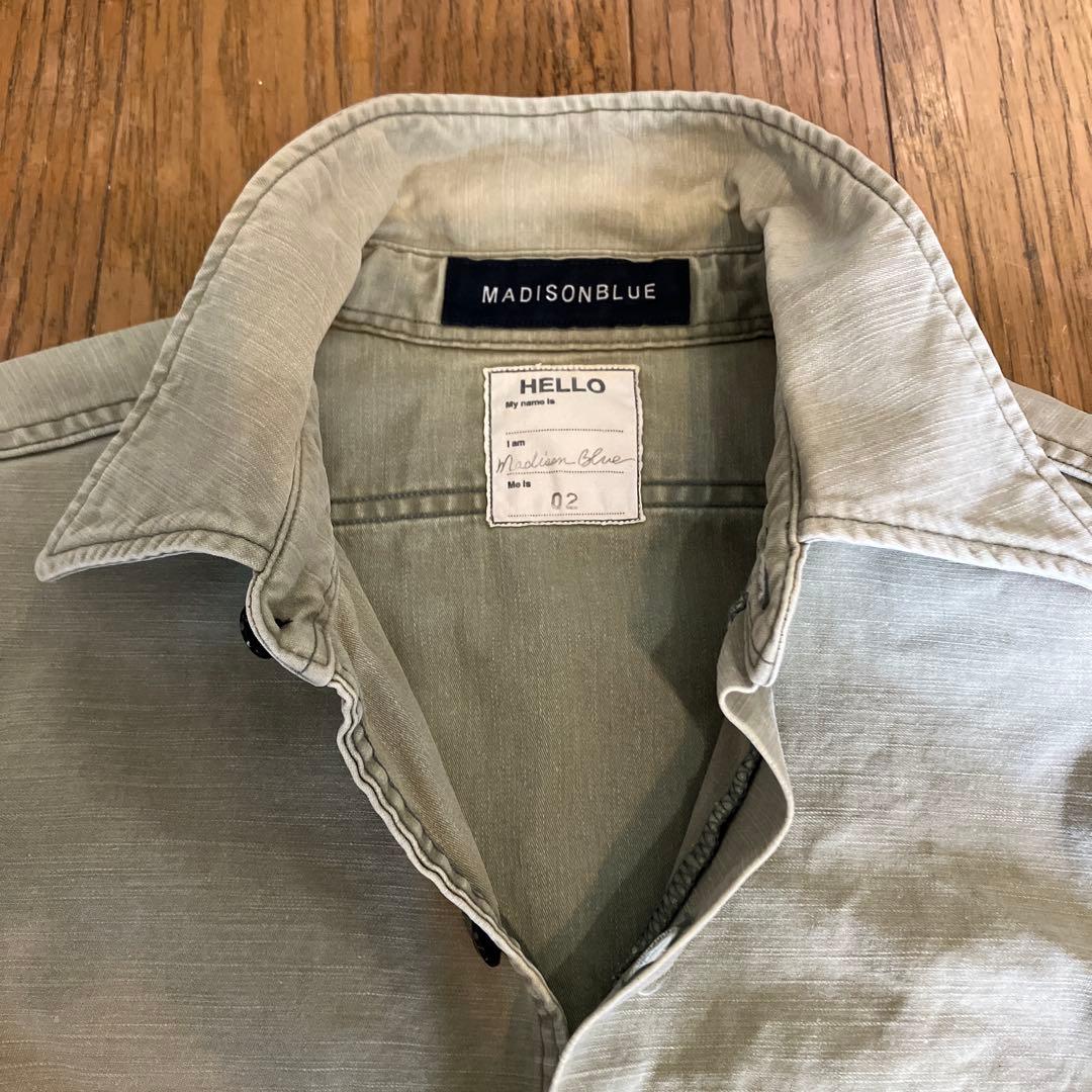 マディソンブルー バックサテンハンプトンシャツ カーキ 02 希少サイズ