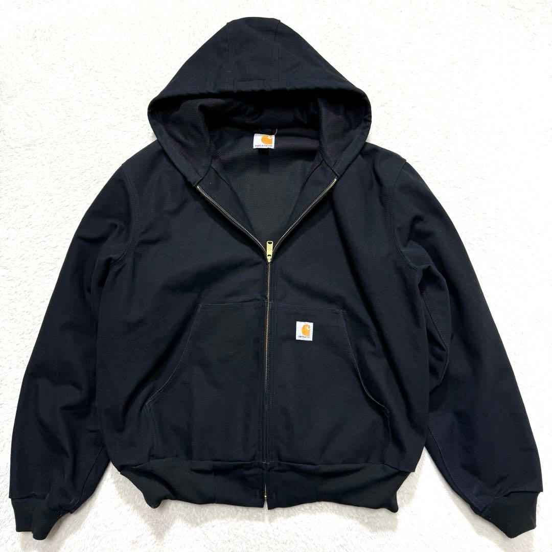 美品 カーハート アクティブジャケット 裏地無し USA L ダック 黒