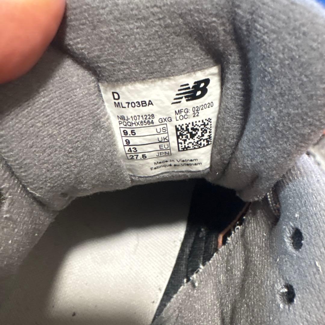 【美品】New Balance ml703 27.5cm グレー×ブラック