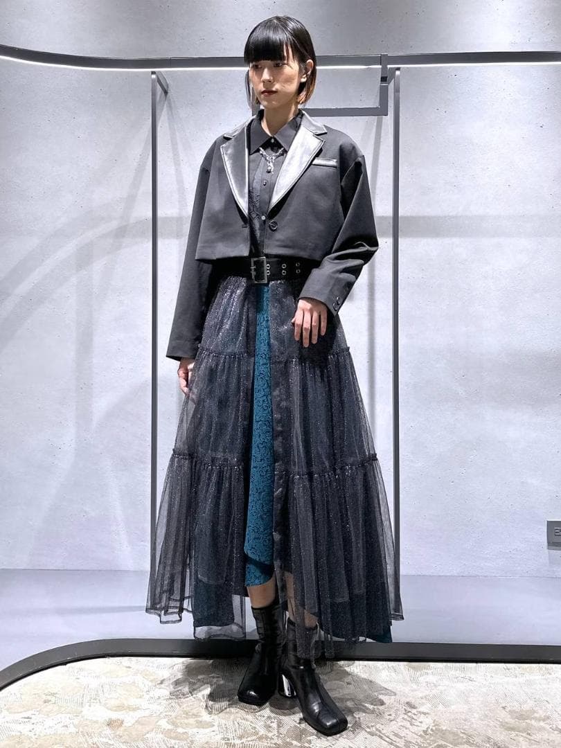 2024AW 新品 HARE レースチュールベルトスカート ブラック×ラメ