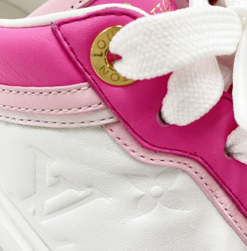 美品 ルイヴィトン スニーカー ピンク 白 34 タイムアウト モノグラム