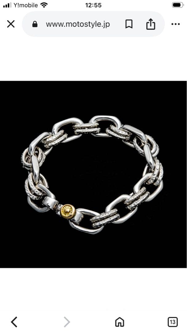 MOTO K18メタル付ウエダハンドメイドチェーンブレスレット（フック