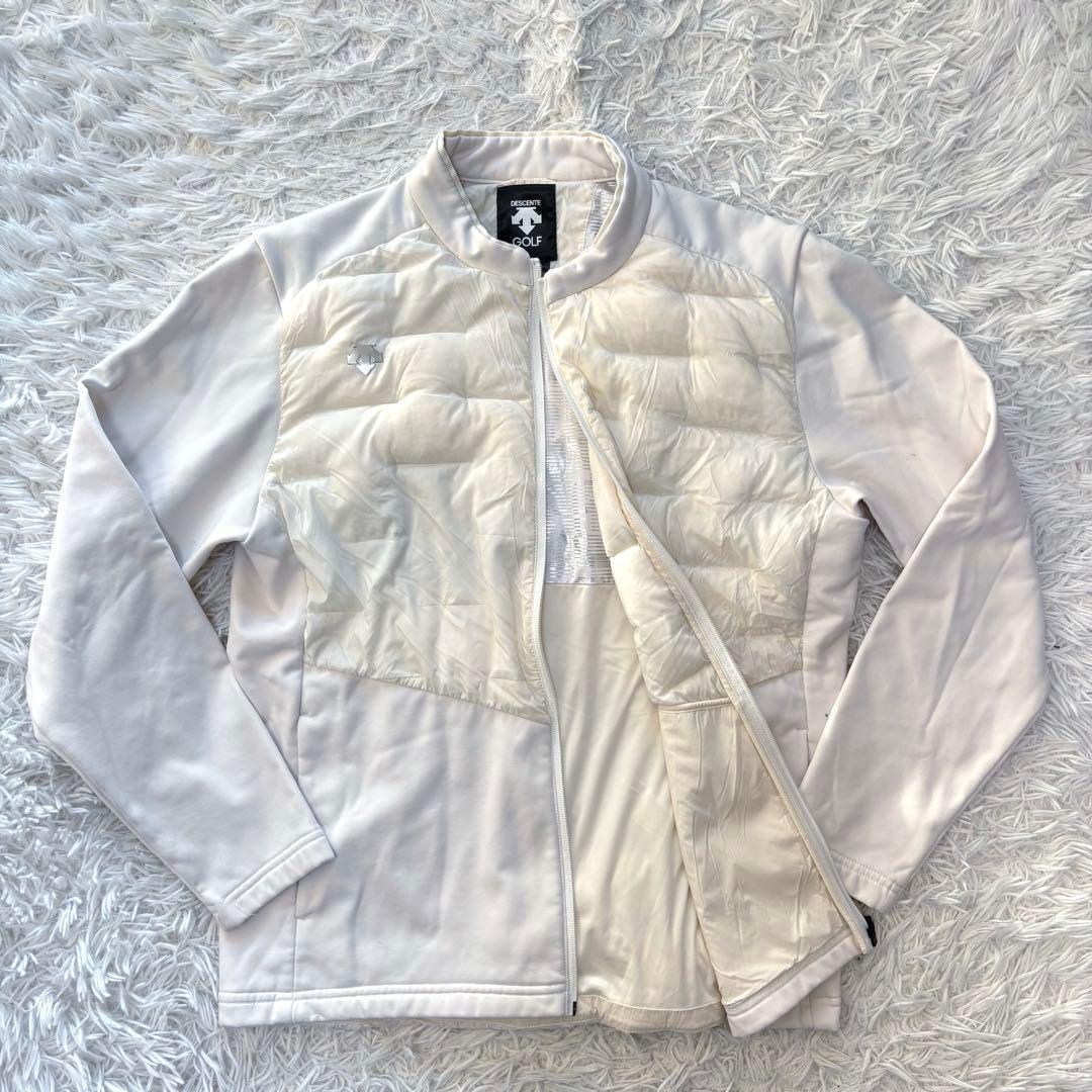 最新作 デサントゴルフ 中綿 ブルゾン ハイブリッド ホワイト ジップ デサントゴルフ DESCENTE ゴルフ 防風ハイブリッドダウンジャケット