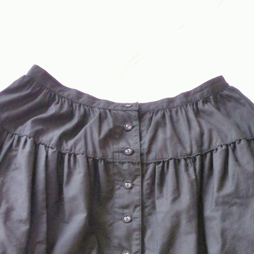 ワンダフルワールド 前開き ロングスカート ティアード ブラック