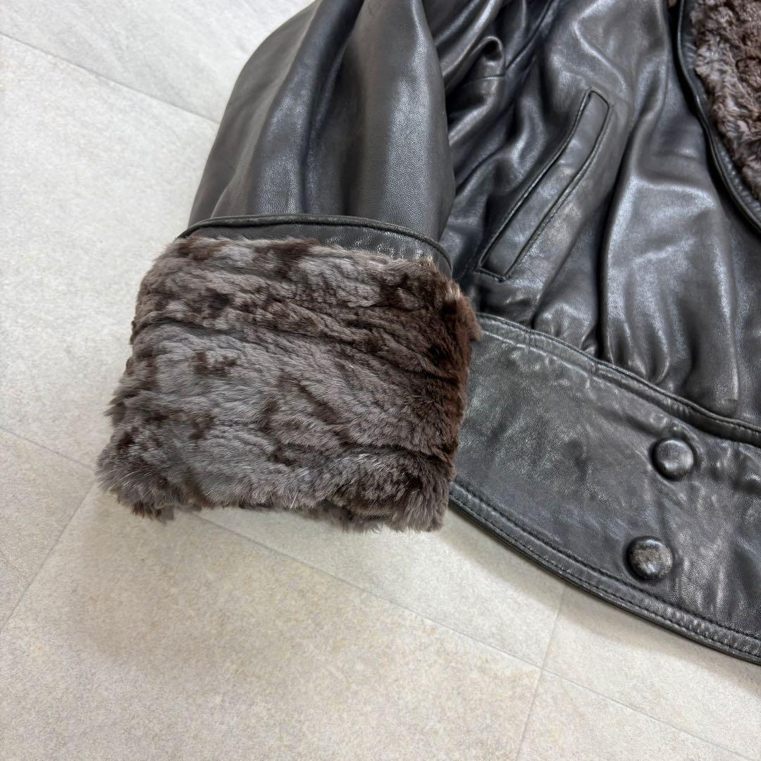 希少 お兄系 y2k レザージャケット ファー 短丈 ボア - メルカリ