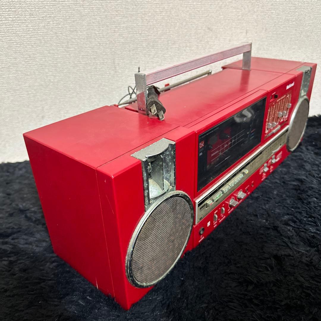 名機! National RX-C45 ラジオカセット 赤 レッド 昭和レトロ