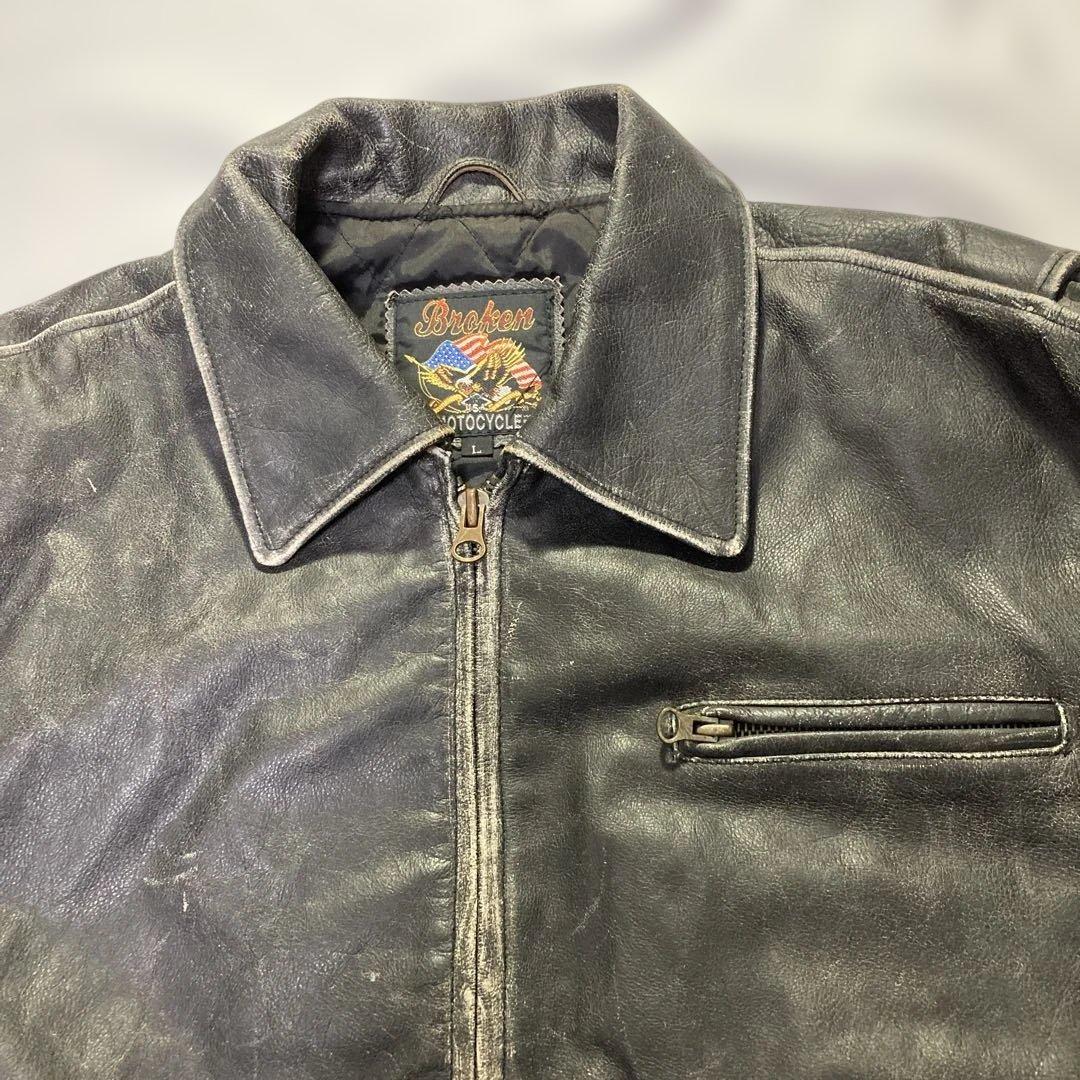 USA製】ブロッケン 牛革 シングルライダース L 短丈 フェード 雰囲気