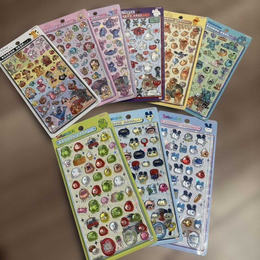 【正規品】ディズニー6種 / たまごっち　３種ボンボンドロップシール　9点 会員様限定】 たまごっち まめっち ボンボンドロップシール 文具 《お